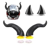 FENGCHUANG 4 Pièces Klaxon de Casque de Moto Personnalisé Deco avec Ventouse Klaxon de avec Cornes de Diable Adapté pour Casque de Cosplay Moto et Tout-terrain (Noir)