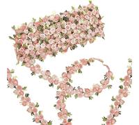 FENGCHUANG 5 Yards/4.57 Mètres Fleurs Dentelle Applique à Coudre Broderie Ruban Décoratif Fleur Dentelle pour Pour Bricolage Fête Décor Vêtements Rideau Mariage Créacollage Boîte Cadeau(Rose Clair)