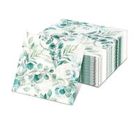 FENGCHUANG 80 Pièces Serviette Papier Eucalyptus 33 x 33 cm Serviette de Table Papier Vert Serviettes en Papier Eucalyptus pour Mariages Baptêmes Anniversaires (Eucalyptus)