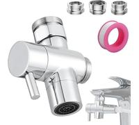 FENGCHUANG Inverseur 3 Voies 1/2 Pouce 20 mm Inverseur Douche G 1/2 avec 3 Rondelles Robinet 3 Voies Wc Adapté pour évier Pomme de Douche(Argent)