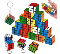 FENGCHUANG Lot de 20 Mini Cube Puzzle Porte-Clés (3cm) pour Garçons et Filles Mini Porte-Clés en Forme de Cube Puzzle pour Enfants Récompenses Cadeaux de (Multicolore)