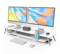 Fenge Réhausseur d'Écran d'Ordinateur 108 cm - 2 Niveaux Grand Moniteur Stand en Bois - Support d'Ordinateur,Moniteurs,TV,PC,Imprimante - Charge de 50kg (Blanc)