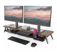 Fenge Réhausseur d'Écran d'Ordinateur 108 cm - 2 Niveaux Grand Moniteur Stand en Bois - Support d'Ordinateur,Moniteurs,TV,PC,Imprimante - Charge de 50kg (Marron)
