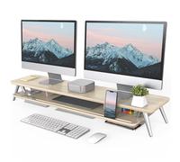 Fenge Réhausseur d'Écran d'Ordinateur 108 cm - 2 Niveaux Grand Moniteur Stand en Bois - Support d'Ordinateur,Moniteurs,TV,PC,Imprimante - Charge de 50kg (Chêne)