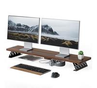 Fenge Réhausseur d'Écran d'Ordinateur, Dual Support de Moniteur Portable, Pour 2 Moniteurs, PC, TV, Ordinateur, Imprimante, 108x23,5x10cm, Charge de 30KG, Marron