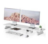 Fenge Réhausseur d'Écran d'Ordinateur, Dual Support de Moniteur Portable, Pour 2 Moniteurs, PC, TV, Ordinateur, Imprimante, 108x23,5x10cm, Charge de 30KG, Blanc