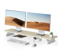 Fenge Réhausseur d'Écran d'Ordinateur, Dual Support de Moniteur Portable, Pour 2 Moniteurs, PC, TV, Ordinateur, Imprimante, 108x23,5x10cm, Charge de 30KG, Chêne