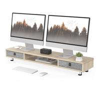 Fenge Réhausseur d'Écran d'Ordinateur Support pour 2 Moniteurs,TV,PC,Imprimante-Charge de 45kg,108 x23,5X(15,2-16,7) cm Chêne