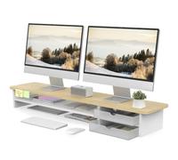 Fenge Réhausseur d'Écran PC Bureau,2 PC Tiroirs,Moniteur Stand,108cm,Chêne | Grand Moniteur Stand pour 2 Moniteurs,TV,PC ,Imprimante,support ecran pc,organisateur de bureau,108x23,5x14cm，Charge de 45kg