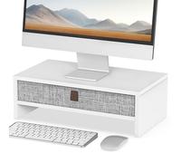 Fenge Support de Moniteur avec tiroir, 42.5cm Réhausseur d'Écran d'Ordinateur, Organisateur de Bureau pour PC / Ordinateur Portable / Imprimante, 42.5 × 23.5 × 14.2 cm, Charge de 20KG (Blanc)