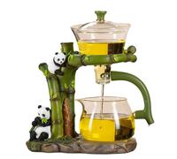 FENGFAUU Théière Magnétique en Verre Semi-Automatique, Service À Thé en Verre Creative Panda, Théière Kung Fu Paresseuse avec Infuseur Adaptée Au Thé en Vrac, Au Thé Aux Fleurs