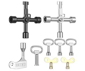 FengFution 9 Pcs Cle Purge Radiateur, Clé Universelle à 4 Voies rmoire Electrique, Cle Triangle e Placard de Compteur Robinet, Compteur de Gaz, Vanne d'Eau, Armoire électrique