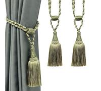 Fenghuangwu Lot de 2 embrasses de rideaux élégantes faites à la main avec pompons pour décoration de maison et de bureau (vert)