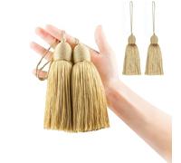 Fenghuangwu Lot de 4 breloques à pompons en polyester avec boucle pour décoration de maison et de meubles (doré)