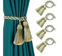 Fenghuangwu Lot de 4 embrasses de rideaux décoratives faites à la main avec pompons (vert)