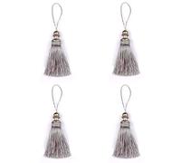 Fenghuangwu Lot de 4 glands colorés pour rideaux et décoration d’intérieur - Pampilles pour loisirs créatifs - Argenté