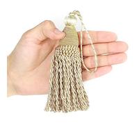 Fenghuangwu Lot de 4 grands pompons de 15,2 cm avec boucle de 10,9 cm élégants faits à la main (mélange de beige)