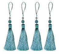 Fenghuangwu Lot de 4 pompons colorés simples et élégants à accrocher aux vêtements, aux clés et aux loisirs créatifs - Décoration décorative accrochée sur porte-clés (bleu)