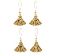 Fenghuangwu Lot de 4 pompons élégants en polyester colorés pour loisirs créatifs, accessoires de bricolage pour rideaux et décoration d'intérieur (doré)