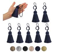 Fenghuangwu - Lot de 8 pompons élégants en polyester coloré pour loisirs créatifs, clés, accessoires de bricolage (bleu marine)