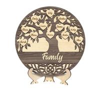 FENGHUO Arbre généalogique en Bois personnalisé,Nom Love Grows Here Arbre de Vie,Plaque avec Les Noms de Famille,Cadeaux d'anniversaire pour Papa et Maman,Arbre généalogique 3D