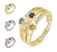 FENGHUO Bagues de naissance personnalisées,Bagues personnalisées pour maman,Personnalisez votre nom de famille,Bague cadeau pour maman