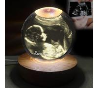 FENGHUO Boule de cristal personnalisée avec photo d'échographie, boule de cristal avec base LED, gravée avec votre photo/texte, cadeau de bienvenue pour bébé