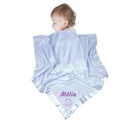 FENGHUO Couverture de bébé personnalisée pour garçon, 100 * 100cm, Couverture de bébé personnalisée avec nom/Date/Motif brodé, Cadeau de Bienvenue pour la Douche de Naissance