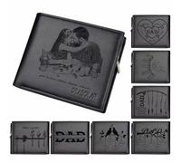FENGHUO Portefeuille personnalisé pour Homme,Portefeuille créatif gravé avec Les Noms du Fils et de la Fille,Portefeuille à Deux Volets avec Photo,Cadeau de Noël/Anniversaire/Fête des pères