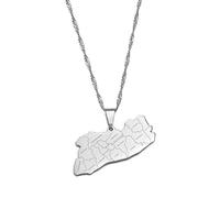 FENGJIAREN Collier Pendentif Carte El Salvador - El Salvador Map & Collier Pendentif nom de Ville pour Femmes Filles Bijoux Carte d'El Salvador Bijoux minimalistes, Argent, 45 cm