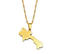 FENGJIAREN Collier Pendentif Lao Carte - Golden, 45cm