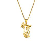 FENGJIAREN Collier Pendentif Mayotte - Bijou Tendance Carte Ethnique Chaîne Mince, Or, 45cm - Pour Femme/Homme/Enfant, Unisexe