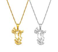 FENGJIAREN Mayotte Carte Pendentif Collier - Carte Creuse Contour Collier Bijoux Tendance Carte Style Ethnique Charme Chaîne Mince Collier pour Femme/Fille/Homme Unisexe,Argent,60cm