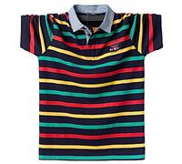 FENGJIAREN Polo à Manches Courtes à Revers - Personnalité de la Mode Polo Homme Homme Contraste Rouge Jaune Stripe Polos Vêtements de Haute Qualité, Été Nouveau Coréen Rayé, Solide, XXL