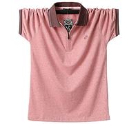 FENGJIAREN Polo Homme Revers - Taille Plus 5XL 6XL T-Shirt Homme Grande Taille Manches Courtes Surdimensionné Coton Rose Homme Grand Tee Summer Fit Polo Shirt Tops d'été,Solid,5XL