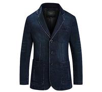 FENGJIAREN Veste en Jean Homme, Costume en Jean pour Hommes en Coton pour Hommes Petit Costume Fit Costume Décontracté Bleu Foncé Veste Décontracté Tendance pour Hommes Cadeau De Noël