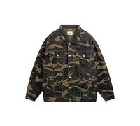 FENGJIAREN Veste en Jean Homme, Denim Camouflage Rétro Veste Verte Hommes Printemps Haute Rue Lavage Eau Faire Vieux Couple Lâche Outillage Veste Saint Valentin Cadeau, Veste en Jean Pou