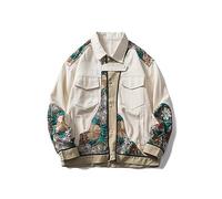 FENGJIAREN Veste en Jean Homme, Vestes De Fleurs Brodées pour Vêtements pour Hommes Manteaux Manteaux Patchwork pour Hommes Nouveaux Vêtements D'Extérieur Bomber Tops Button Down Jean,