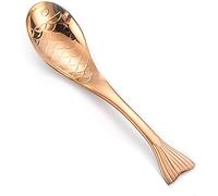 FENGJISUN Cuillère Restaurants Poisson crème glacée cuillère créative Acier Inoxydable Dessert pion poignée Longue Cuisine pour Une Utilisation Quotidienne(Rosegold,M15x3.4cm)