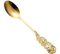 FENGJISUN Cuillère Restaurants Rose Shape Poignée Cuillère Fourchette en Acier Inoxydable Creative Café Tea Dessert Sundae Vaisselle Fournitures de Cuisine pour Une Utilisation Quotidienne(Sharp B)