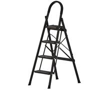 FENGJISUN Échelle Multifonctions Échelle Pliante Légère avec Accoudoirs, Petit Escabeau pour La Maison, Capacité De 330 LB pour Intérieur Extérieur(Black,4 Step Ladder)