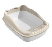 FENGJISUN Litiere pour Chat Bac Litiere pour Chat Bac À Litière Épais Anti-éclaboussures pour Chat, Amovible, Facile À Nettoyer, pour Chatons Et Chats Âgés Bac Litiere Chat(White,34.7x48x18 cm)