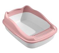 FENGJISUN Litiere pour Chat Bac Litiere pour Chat Bac À Litière Épais Anti-éclaboussures pour Chat, Amovible, Facile À Nettoyer, pour Chatons Et Chats Âgés Bac Litiere Chat(Rosa,34.7x48x18 cm)