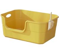 FENGJISUN Litiere pour Chat Bac Litiere pour Chat Bac À Litière Ouvert, Bac À Litière pour Animaux De Compagnie À Côtés Hauts avec Cadre, Bac À Litière Semi-fermé pour Chat Bac Litiere Chat(Yellow)