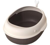 FENGJISUN Litiere pour Chat Bac Litiere pour Chat Bacs À Litière Anti-éclaboussures Épaissis Et Élargis Bac À Litière Amovible Double Couche pour Chat Bac Litiere Chat(Bruin)