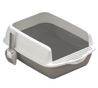 FENGJISUN Litiere pour Chat Bac Litiere pour Chat Dispersion Détachable sur Les Côtés Hauts, Grand Bac À Litière Robuste pour Chat, Semi-fermé Et Anti-éclaboussures Bac Litiere Chat(Grey)