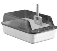 FENGJISUN Litiere pour Chat Bac Litiere pour Chat Matériau PP Semi-fermé À Côtés Hauts, Étanche, Détachable, Grande Capacité De 18l pour Petits Animaux De Compagnie Bac Litiere Chat(White)