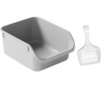 FENGJISUN Litiere pour Chat Bac Litiere pour Chat Ouvert pour Empêcher Les Fuites De Sable, Bac À Litière Durable À Côté Élevé, Sécurisé Et sans Odeur, Bac À Litière Amovible Bac Litiere Chat(Gray)