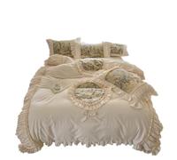 FENGJISUN Parure De Lit Ensemble De Literie en Coton Quatre Pièces, Ensemble De Literie Vintage, Housse De Couette, Drap, Style Princesse Doux Linge De Lit(A,1.5/1.8m Bed)