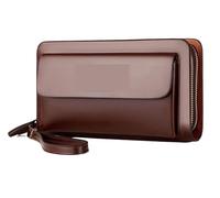 FENGJISUN Portefeuille Porte Monnaie Porte-Cartes Portefeuille À Double Fermeture Éclair Rétro en Cuir, Sacs À Main Compacts De Luxe pour Hommes, Organisateur Porte-Monnaie Porte-Monnaie(Dark Brown)